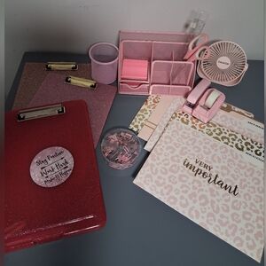 Pink Desk Organizer Set